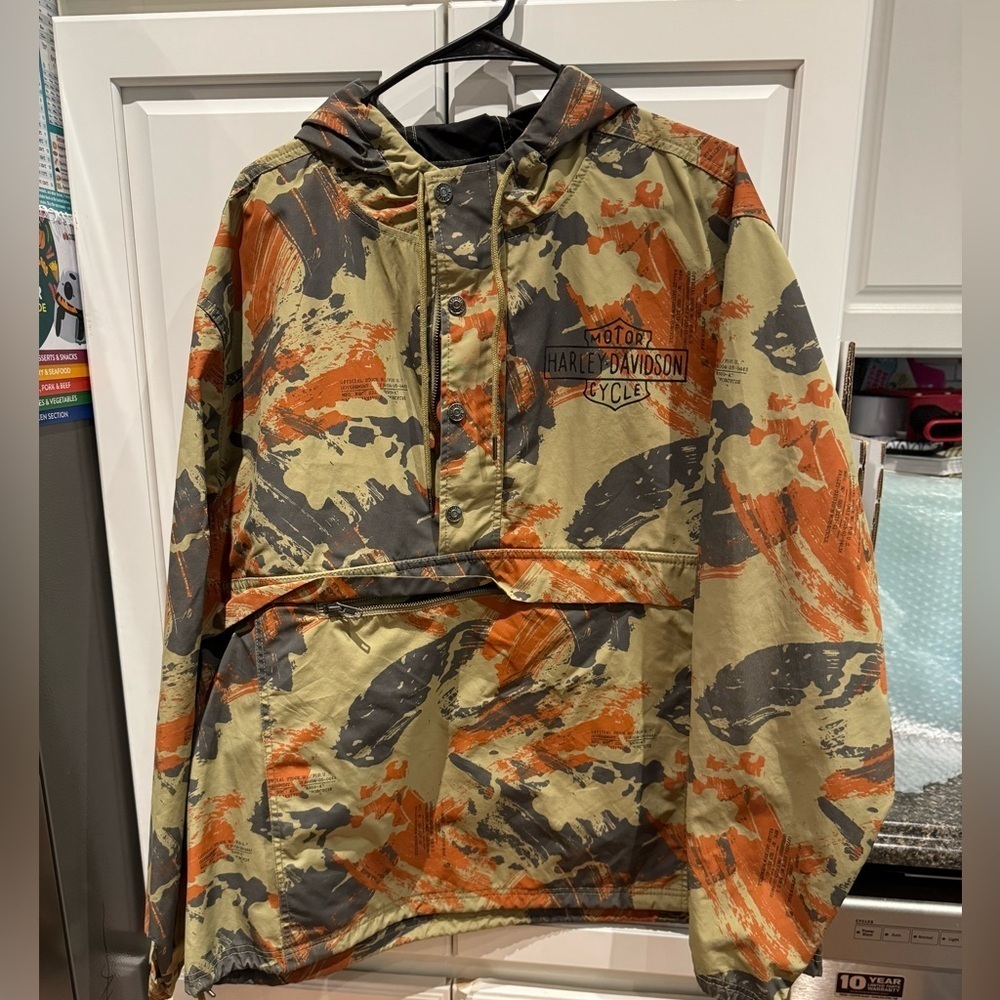 Harley-Davidson Camo Jacket with Orange and Gray